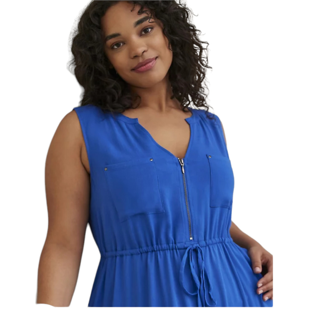 Torrid NWT Mini Textured Rayon Shirt Dress Zip Front Tie Waist Sleeveless 6X - Picture 4 of 9
